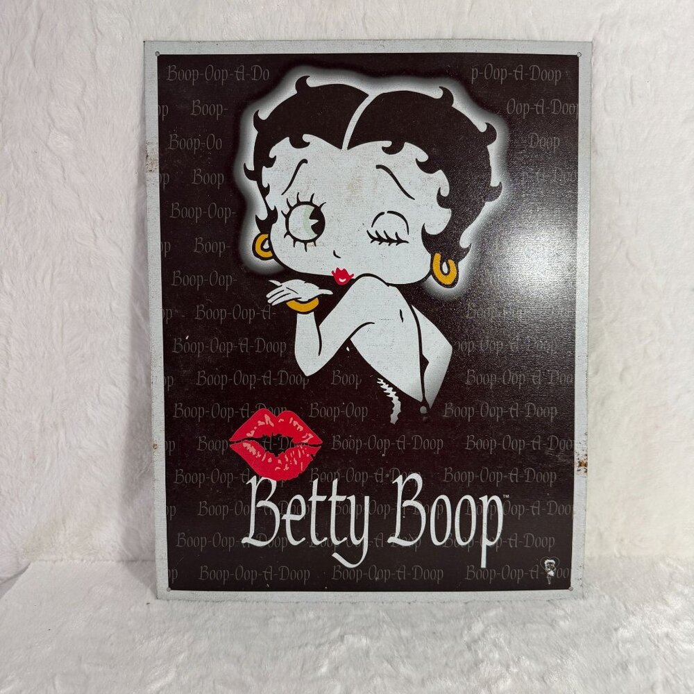 Betty Boop Vintage Style Metal Wall Sign Retro Decor Boop-Oop-A-Doop Blow Kiss